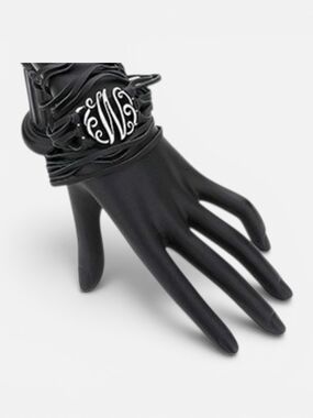 Black Monogram Leather Bracelet